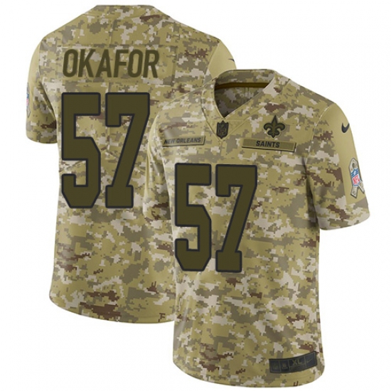 Men's Nike New Orleans Saints 57 Alex Okafor Limited Camo 2018 Salute to Service NFL Jersey