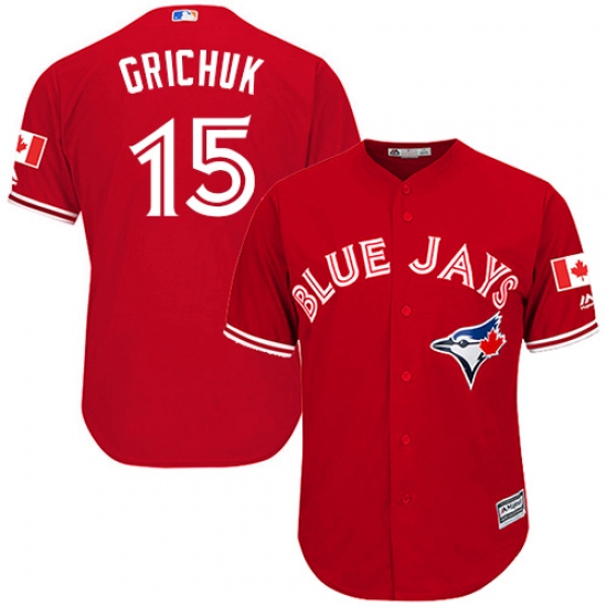 Men's Majestic Toronto Blue Jays 15 Randal Grichuk Replica Scarlet Alternate Cool Base MLB Jersey