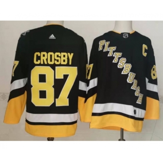 Men's Pittsburgh Penguins 87 Sidney Crosby Black 2021-2022 Stitched Jersey