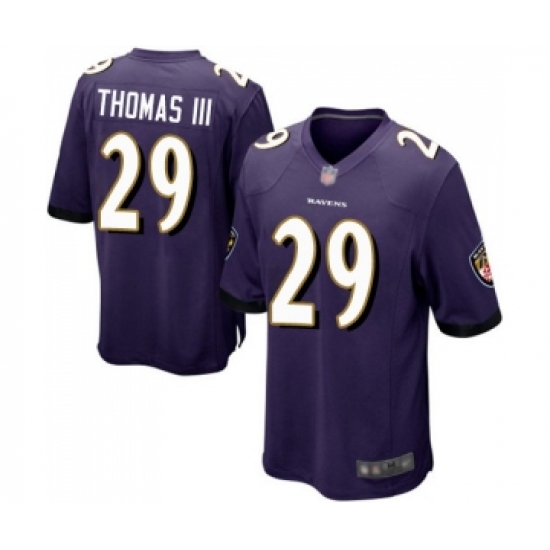 Men's Baltimore Ravens 29 Earl Thomas III Game Purple Team Color Football Jersey
