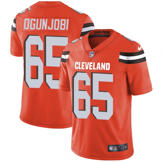 Youth Nike Cleveland Browns 65 Larry Ogunjobi Orange Alternate Vapor Untouchable Limited Player NFL Jersey