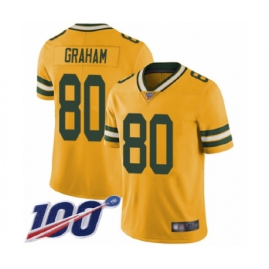 Men's Green Bay Packers 80 Jimmy Graham Limited Gold Rush Vapor Untouchable 100th Season Football Jersey