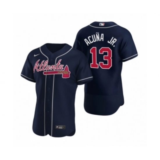 Men's Atlanta Braves 13 Ronald Acuna Jr. Nike Navy Authentic 2020 Alternate Jersey