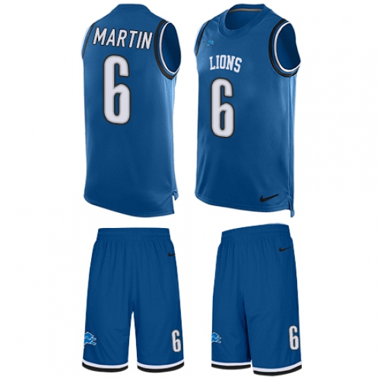 Men's Nike Detroit Lions 6 Sam Martin Limited Light Blue Tank Top Suit NFL Jersey