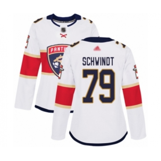 Women's Florida Panthers 79 Cole Schwindt Authentic White Away Hockey Jersey