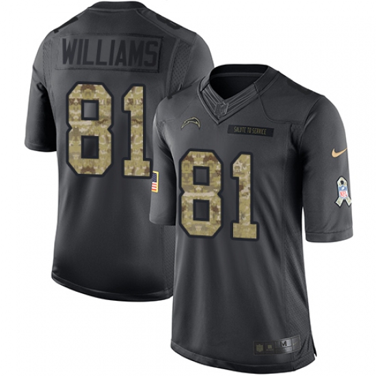 Youth Nike Los Angeles Chargers 81 Mike Williams Limited Black 2016 Salute to Service NFL Jersey