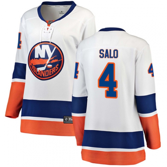 Women's New York Islanders 4 Robin Salo Fanatics Branded White Away Breakaway NHL Jersey