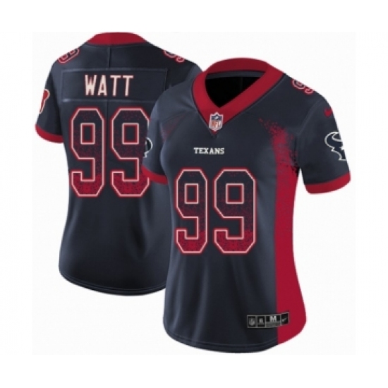 Women's Nike Houston Texans 99 J.J. Watt Limited Navy Blue Rush Drift Fashion NFL Jersey