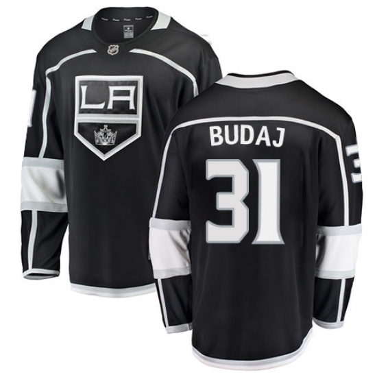 Men's Los Angeles Kings 31 Peter Budaj Authentic Black Home Fanatics Branded Breakaway NHL Jersey