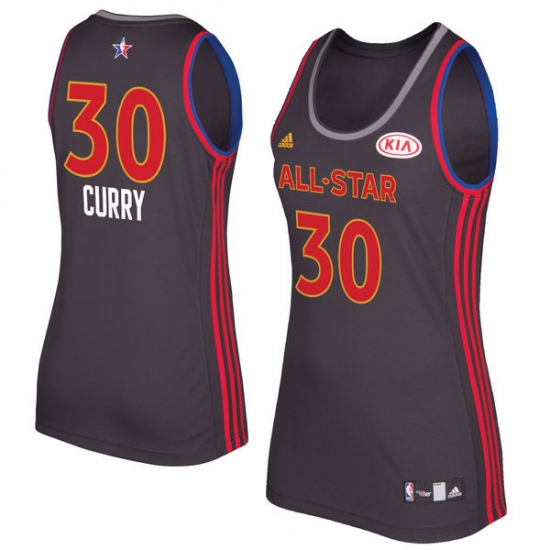 Women's Adidas Golden State Warriors 30 Stephen Curry Authentic Charcoal 2017 All Star NBA Jersey