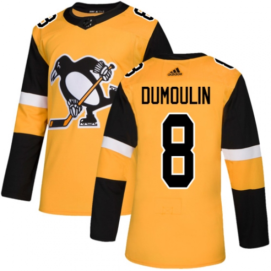 Youth Adidas Pittsburgh Penguins 8 Brian Dumoulin Authentic Gold Alternate NHL Jersey