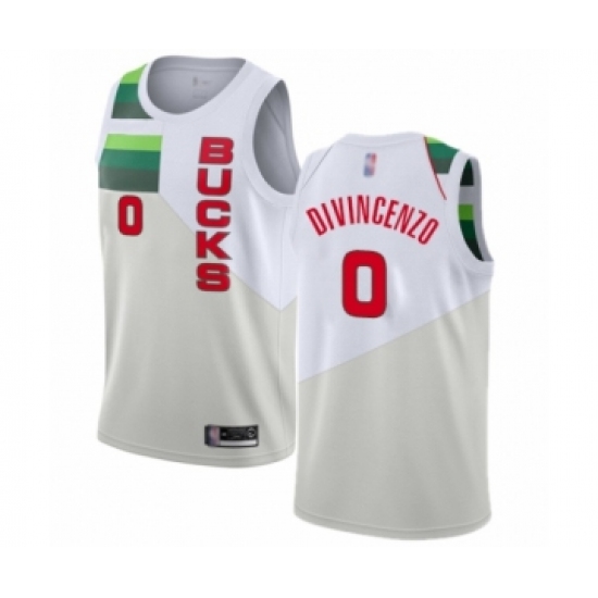 Men's Milwaukee Bucks 0 Donte DiVincenzo White Swingman Jersey - Earned Edition