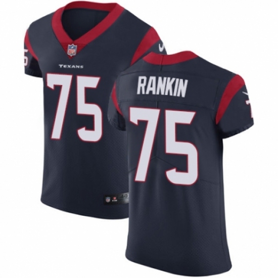 Men's Nike Houston Texans 75 Martinas Rankin Navy Blue Team Color Vapor Untouchable Elite Player NFL Jersey