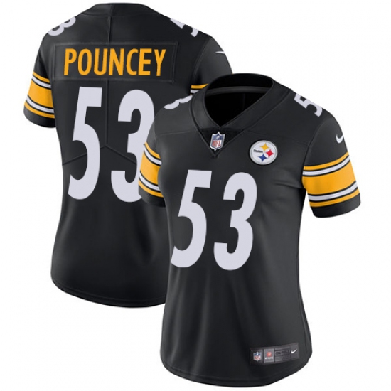 Women's Nike Pittsburgh Steelers 53 Maurkice Pouncey Black Team Color Vapor Untouchable Limited Player NFL Jersey