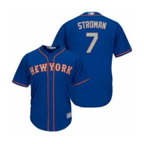 Youth New York Mets 7 Marcus Stroman Authentic Royal Blue Alternate Road Cool Base Baseball Jersey