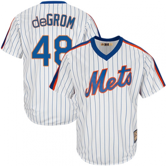 Men's Majestic New York Mets 48 Jacob DeGrom Replica White Cooperstown MLB Jersey