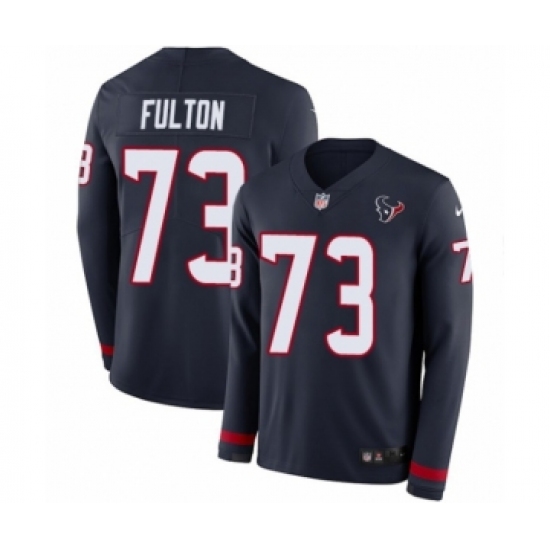 Men's Nike Houston Texans 73 Zach Fulton Limited Navy Blue Therma Long Sleeve NFL Jersey