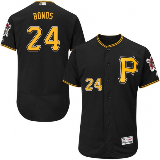 Men's Majestic Pittsburgh Pirates 24 Barry Bonds Black Alternate Flex Base Authentic Collection MLB Jersey