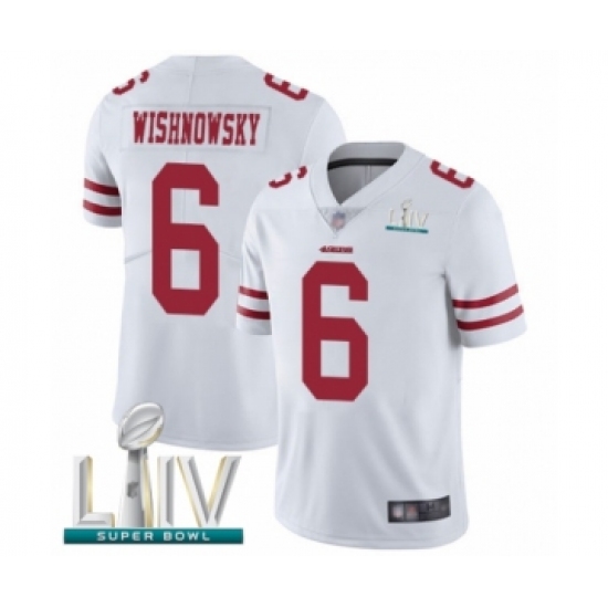 Men's San Francisco 49ers 6 Mitch Wishnowsky White Vapor Untouchable Limited Player Super Bowl LIV Bound Football Jersey