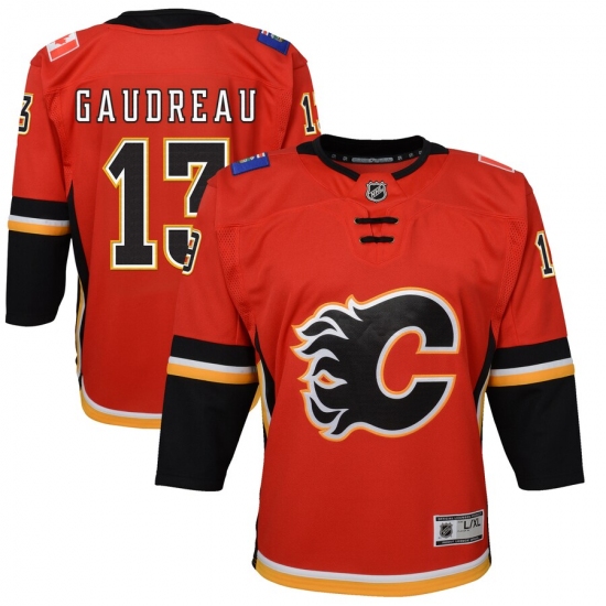 Youth Calgary Flames 13 Johnny Gaudreau Red 2020-21 Alternate Premier Player Jersey