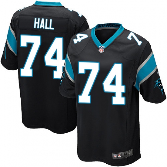 Men's Nike Carolina Panthers 74 Daeshon Hall Game Black Team Color NFL Jersey