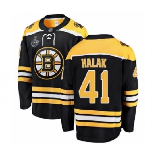 Men's Boston Bruins 41 Jaroslav Halak Authentic Black Home Fanatics Branded Breakaway 2019 Stanley Cup Final Bound Hockey Jersey