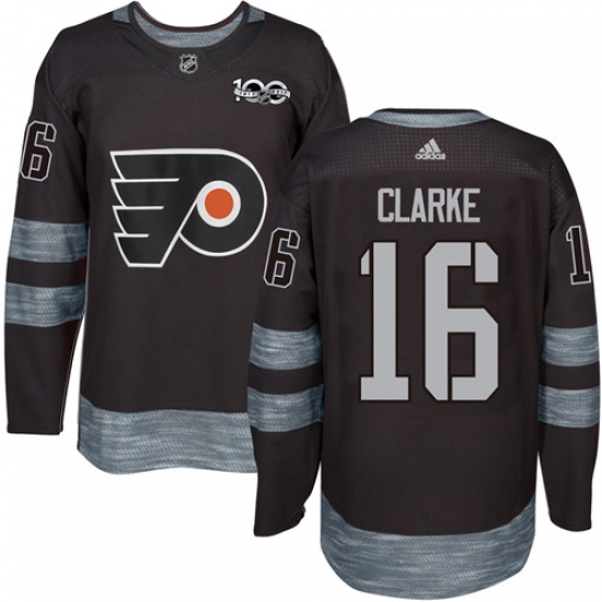 Men's Adidas Philadelphia Flyers 16 Bobby Clarke Premier Black 1917-2017 100th Anniversary NHL Jersey