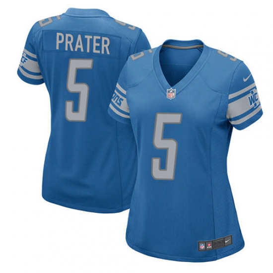 Women's Nike Detroit Lions 5 Matt Prater Game Light Blue Team Color NFL Jersey