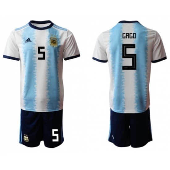 Argentina 5 Gago Home Soccer Country Jersey