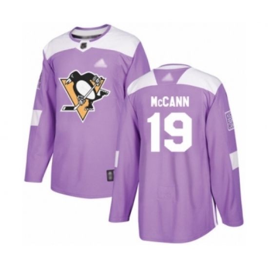 Youth Pittsburgh Penguins 19 Jared McCann Authentic Purple Fights Cancer Practice Hockey Jersey