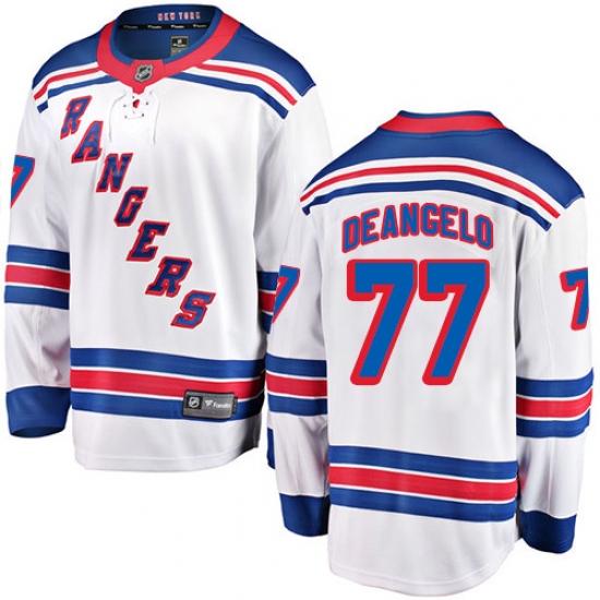 Youth New York Rangers 77 Anthony DeAngelo Fanatics Branded White Away Breakaway NHL Jersey