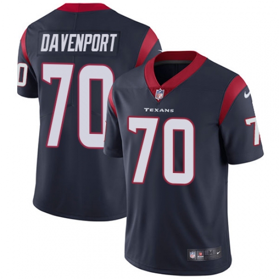 Men's Nike Houston Texans 70 Julien Davenport Limited Navy Blue Team Color Vapor Untouchable NFL Jersey