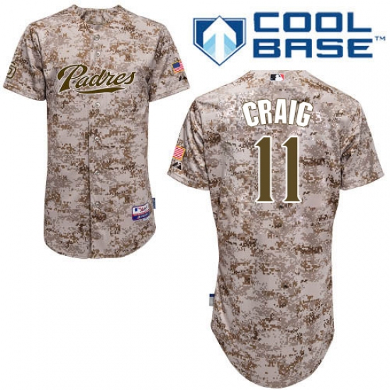 Men's Majestic San Diego Padres 11 Allen Craig Authentic Camo Alternate 2 Cool Base MLB Jersey