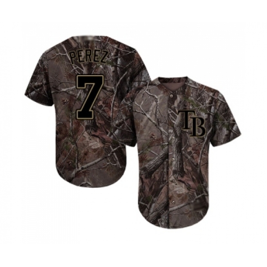 Men's Tampa Bay Rays 7 Michael Perez Authentic Camo Realtree Collection Flex Base Baseball Jersey