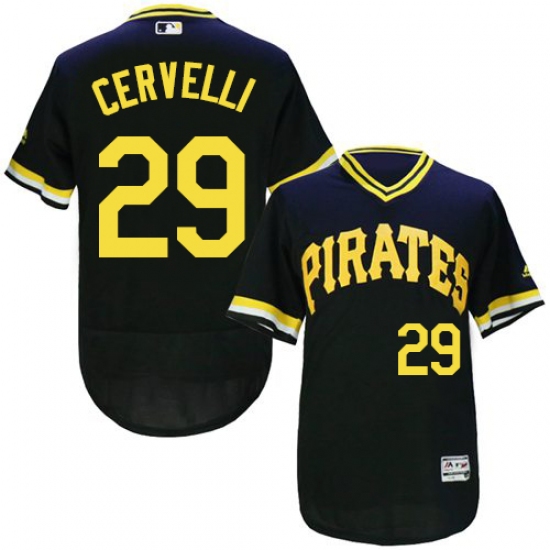 Men's Majestic Pittsburgh Pirates 29 Francisco Cervelli Black Flexbase Authentic Collection Cooperstown MLB Jersey
