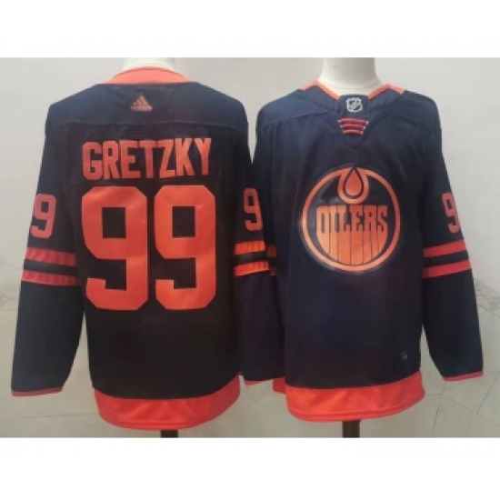 Men's Edmonton Oilers 99 Wayne Gretzky Navy Blue 50th Anniversary Adidas Stitched NHL Jersey