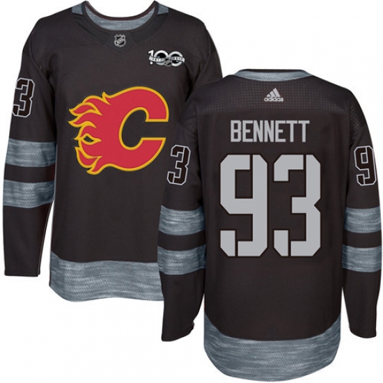 Men's Adidas Calgary Flames 93 Sam Bennett Authentic Black 1917-2017 100th Anniversary NHL Jersey