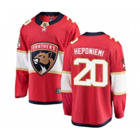 Men's Florida Panthers 20 Aleksi Heponiemi Authentic Red Home Fanatics Branded Breakaway Hockey Jersey