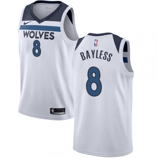 Men's Nike Minnesota Timberwolves 8 Jerryd Bayless Swingman White NBA Jersey - Association Edition