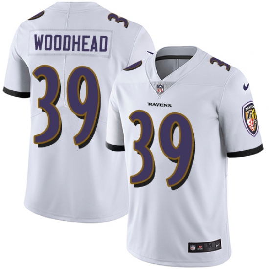 Men's Nike Baltimore Ravens 39 Danny Woodhead White Vapor Untouchable Limited Player NFL Jersey