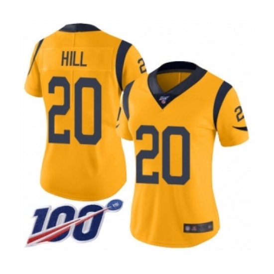 Women's Los Angeles Rams 20 Troy Hill Limited Gold Rush Vapor Untouchable 100th Season Football Jersey