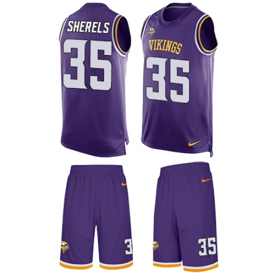 Men's Nike Minnesota Vikings 35 Marcus Sherels Limited Purple Tank Top Suit NFL Jersey