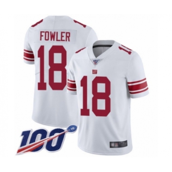 Men's New York Giants 18 Bennie Fowler White Vapor Untouchable Limited Player 100th Season Football Jersey