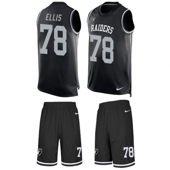 Men's Nike Oakland Raiders 78 Justin Ellis Limited Black Tank Top Suit NFL Jersey