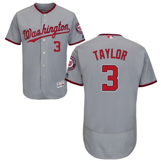 Men's Majestic Washington Nationals 3 Michael Taylor Grey Road Flex Base Authentic Collection MLB Jersey