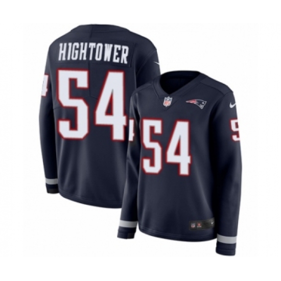 Women's Nike New England Patriots 54 Dont'a Hightower Limited Navy Blue Therma Long Sleeve NFL Jersey