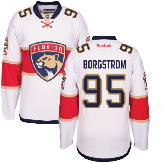 Men's Reebok Florida Panthers 95 Henrik Borgstrom Authentic White Away NHL Jersey