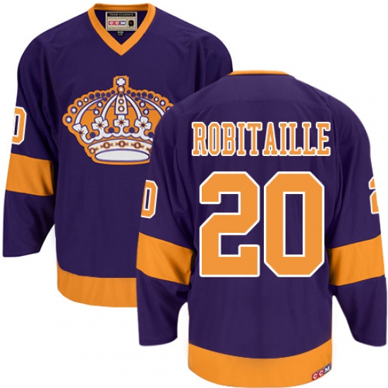 Men's CCM Los Angeles Kings 20 Luc Robitaille Premier Purple Throwback NHL Jersey