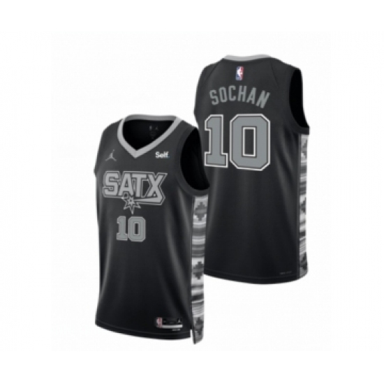 Men' San Antonio Spurs 10 Jeremy Sochan 2022-23 Black Stitched Jersey