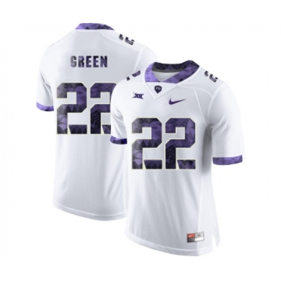 TCU Horned Frogs 22 Aaron Green White Print College Football Limited Jersey